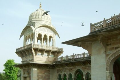 The Albert Hall Museum, Rajasthan Museum in Jaipur, showing its grand facade and decorative towers.