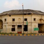 A picture of the famous Gol Market in Delhi, taken from across the street